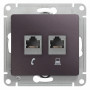 Glossa Сиреневый туман Розетка 2-ая RJ11+RJ45, кат.5E
