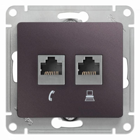 Glossa Сиреневый туман Розетка 2-ая RJ11+RJ45, кат.5E