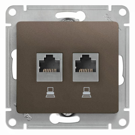 Glossa Шоколад Розетка 2-ая компьютерная RJ45+RJ45, кат.5E