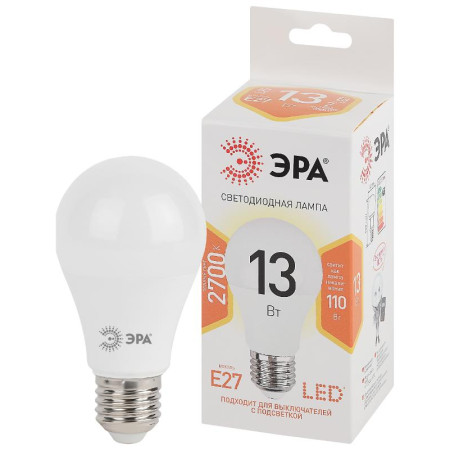 Лампа светодиодная LED 13Вт Е27 220В 2700К smd A60 груша