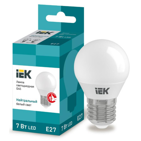 Лампа светодиодная LED 7Вт Е27 220В 4000К G45 шар