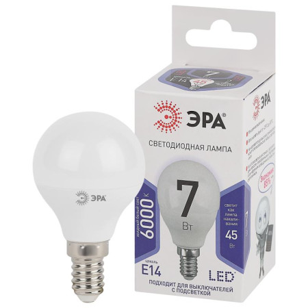 Лампа светодиодная LED 7Вт Е14 6000К smd P45-7W-860-E14