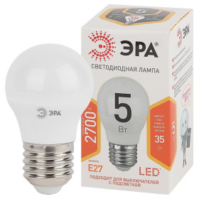 Лампа светодиодная LED 5Вт E27 2700К smd P45 шар