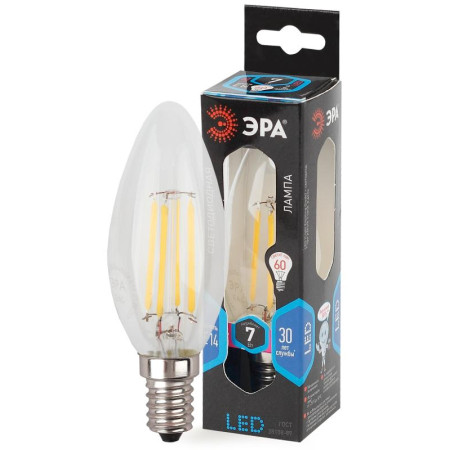 Лампа светодиодная F-LED B35-7W-840-E14 (филамент, свеча, 7Вт, нейтр, E14)