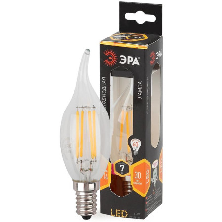 Лампа светодиодная F-LED BXS-7W-827-E14 (филамент, свеча на ветру, 7Вт, тепл, E14)