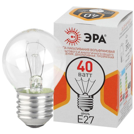 Лампа накаливания ЛОН ДШ (P45) шар 40Вт 230В Е27 цв. упаковка