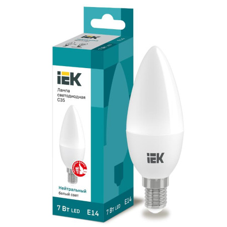 Лампа светодиодная LED 7Вт Е14 220В 4000К C35 свеча