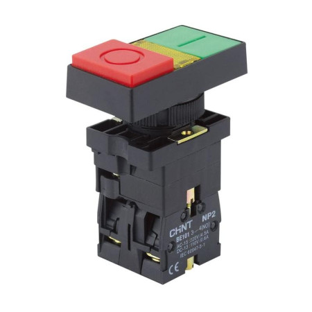 Двойная кнопка "Пуск-Стоп" NP2-EL8325 1НО+1НЗ AC230В IP40