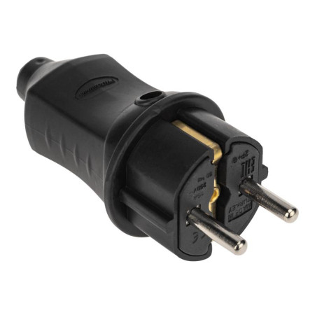 Вилка прямая влагозащищенная 2P+PE 230V, 16 А, IP44 каучук