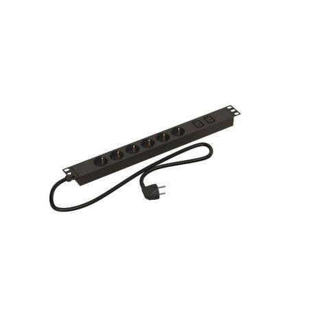 Hyperline SHE19-8SH-M-AIEC Блок розеток для 19" шкафов, горизонтальный, 8 розеток Schuko