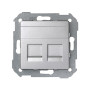 Simon 82 Адаптер со шторками на 2 коннектора UTP (RJ45), FTP (RJ45), RJ12, AMP, S82 Detail алюминий