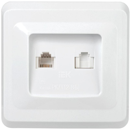 ВЕГА белый Розетка компьютерная и телефонная 2-местная RJ11/RJ45 РК/Т12-ВБ