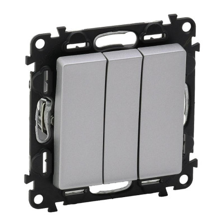Valena LIFE DIY Алюминий Выключатель 3-клавишный 10А 250В