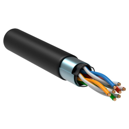 Каб. в. п. F/UTP кат. 5E 4x2х24AWG solid LSZH 305м чер.