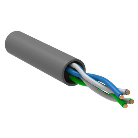 Кабель связи витая пара U/UTP, кат.5E 2х2х24AWG solid, PVC, 500м, серый