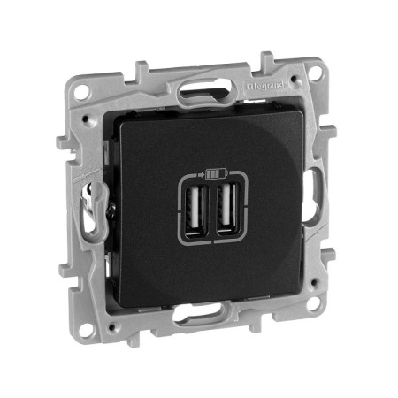 Etika Антрацит Розетка USB 2-ая 240В/5В 2400мА