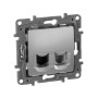 Etika Алюминий Розетка телефонная + компьютерная (RJ11+RJ45) 5 кат. UTP