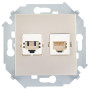 Simon 15 Шампань Розетка телефонная + компьютерная RJ11+RJ45 кат.5е, Systimax
