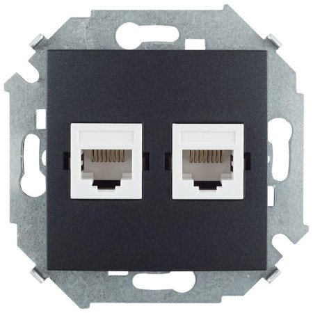 Simon 15 Графит Розетка компьютерная двойная RJ45 кат.5е, Systimax