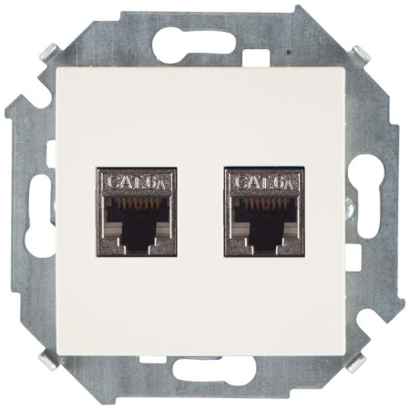 Simon 15 Сл. кость Розетка компьютерная двойная RJ45 кат.6а (АМР, FTP)