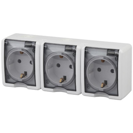 Розетка 11-2405-01   3х2P+E IP54, 16АХ-250В, ОУ,  Эксперт, белый (5/50/800)