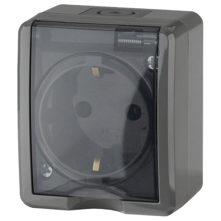 Розетка 2P+E IP54, 16АХ-250В, 11-2401-03, ОУ, Эксперт, серый (16/160/2560)