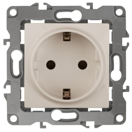 Розетка 12-2102-02 2P+E Schuko со шторками, 16АХ-250В,  слоновая кость (10/100/2500)