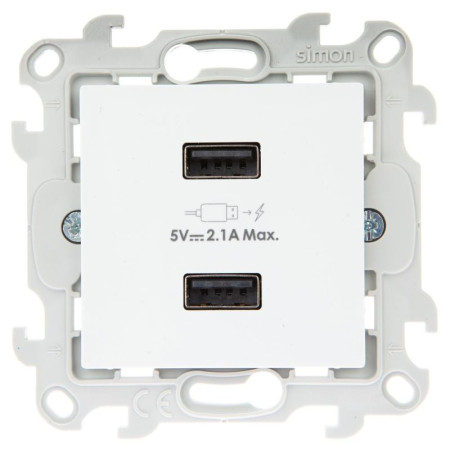 Simon 24 Белый Зарядное устройство розетка 2хUSB