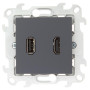Simon 24 Графит Коннектор HDMI+USB 2.0