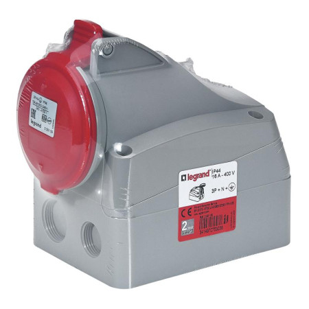 Розетка накладная - 16А -  3К+H+З - 380 В - IP 44
