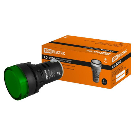 Лампа AD-22DS(LED)матрица d22мм зеленый 36В AC/DC