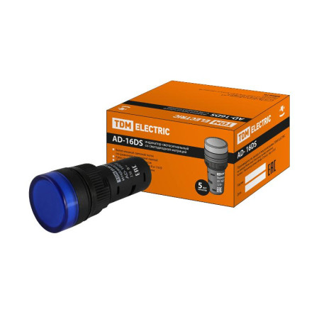 Лампа AD-16DS(LED)матрица d16мм синий 230В АС