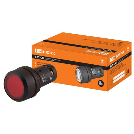 Кнопка SB7-CW3462-220V(LED) d22мм, 1р красная