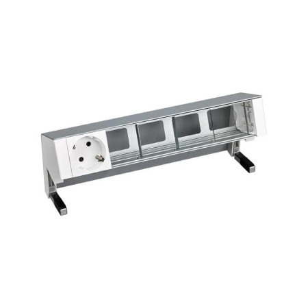 Simon S400 Настольный розеточный блок, 1х2P+E, 4 пустых модуля, алюминий, Simon 400
