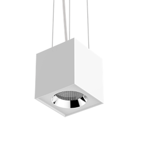 Светильник светодиодный DL-02 Cube подвесной 125х135 мм 20Вт 3000K 35° RAL9010 белый мат. DALI