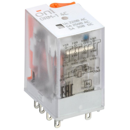 Реле интерфейсное ORM-1 4C 220В AC с LED и тест. кнопкой ONI