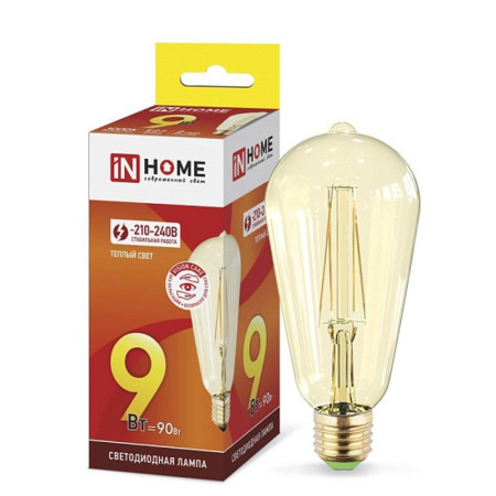 Лампа светодиодная LED-ST64-deco gold 9Вт 230В Е27 3000К 810Лм золотистая