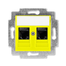 ABB Levit Жёлтый Розетка комп. 2-ая 2хRJ45 категория 6