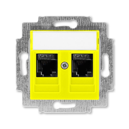 ABB Levit Жёлтый Розетка комп. 2-ая 2хRJ45 категория 6