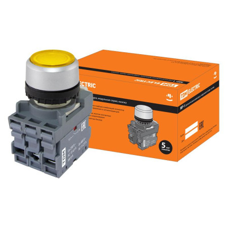 Кнопка MP1-21Y(LED) в сборе d22мм/24В 1з+1р желтая