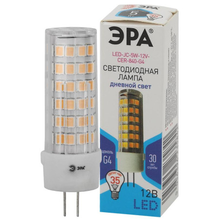 Лампа светодиодная LED JC-5W-12V-CER-840-G4 (диод, капсула, 5Вт, нейтр, G4) (20/500/21000)
