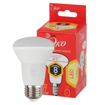 Лампа светодиодная RED LINE ECO LED R63-8W-827-E27 Е27 / Е27 8Вт рефлектор теплый белый свет