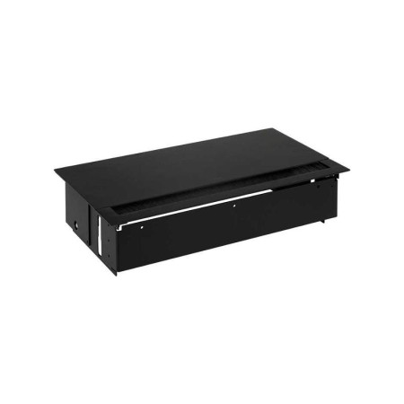 Simon S400 Врезной розеточный блок с крыш., ввод щетка, 3x2P+E, 2xUSB заряд. уст.,2 пустых модуля, черный, S400
