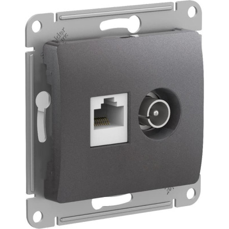 Glossa Графит Розетка 2-ая TV + компьютерная RJ45, кат. 5Е, механизм