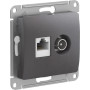 Glossa Графит Розетка 2-ая TV + компьютерная RJ45, кат. 5Е, механизм