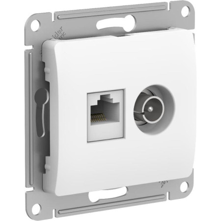 Glossa Белый Розетка 2-ая TV + компьютерная RJ45, кат. 5Е, механизм