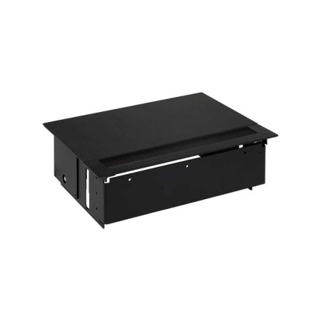 Врезной x4 розеточный блок, щетка, 3x2P+E, 2xRJ45, черный, S400