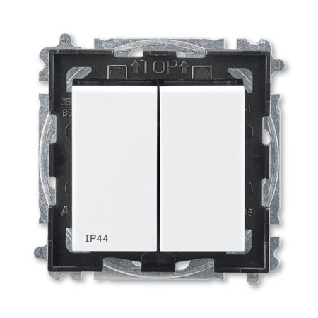 ABB Levit Белый / дымчатый чёрный Выключатель 2-кл. IP44