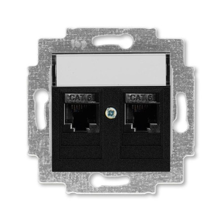 ABB Levit Антрацит Розетка комп. 2-ая 2хRJ45 категория 6