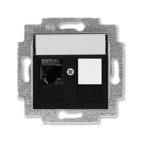 ABB Levit Антрацит Розетка комп. RJ45 категория 6 и заглушка